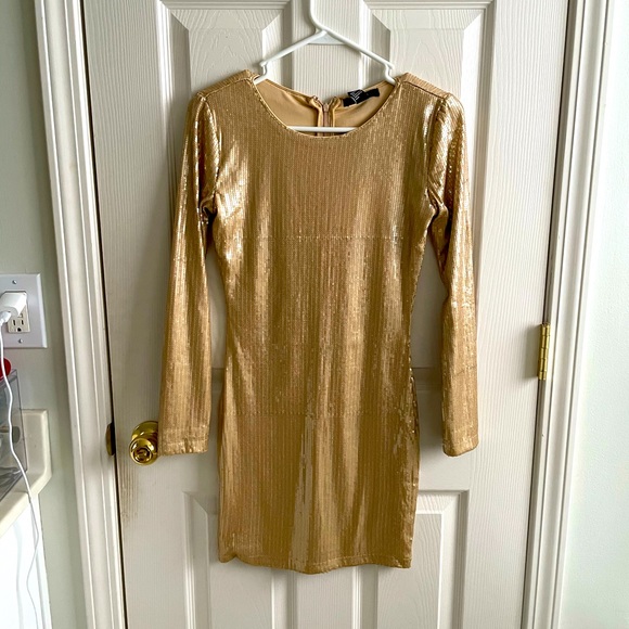 LS Gold Sequin Dress - Picture 1 of 3
